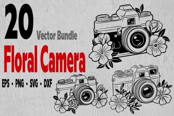 20 Floral Camera Svg Bundle Vector Files