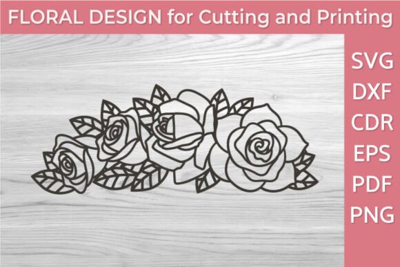 Black and White Floral Border SVG