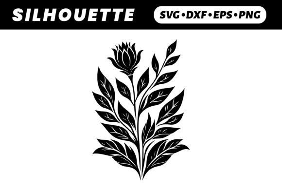 Black Floral Silhouette SVG, EPS, DXF