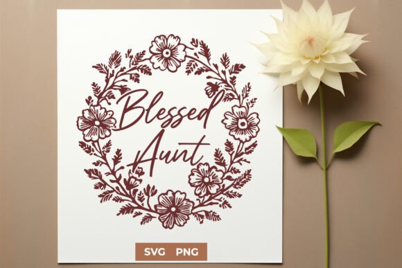 Blessed Aunt Floral Wreath SVG PNG Print