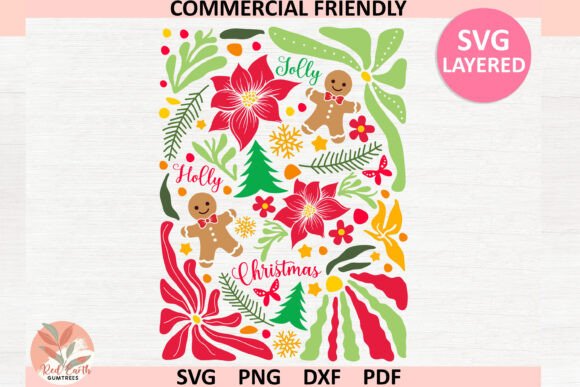 Boho Floral Christmas Svg, Trendy Floral