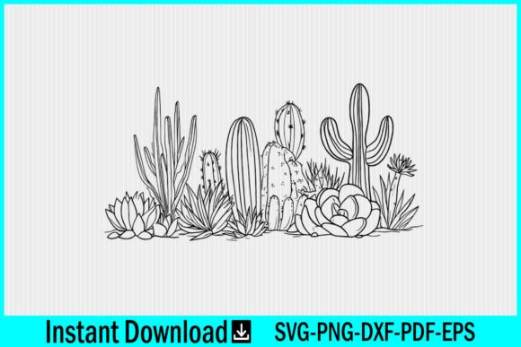Cactus and Succulent Floral Border SVG