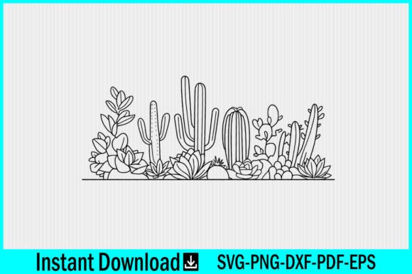 Cactus SVG Succulent Floral Border SVG