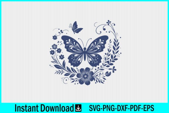 Floral Butterfly SVG Silhouette Vector