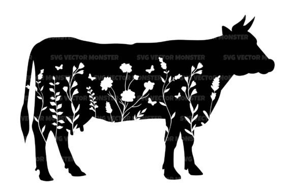 Floral Cow Svg Cut File