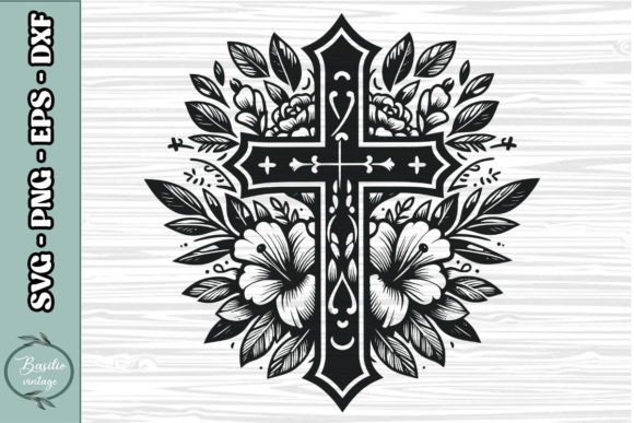 Floral Cross SVG Clipart 03
