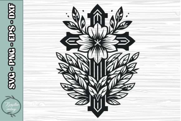 Floral Cross SVG Clipart 06