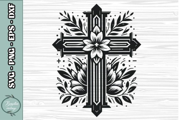 Floral Cross SVG Clipart 08