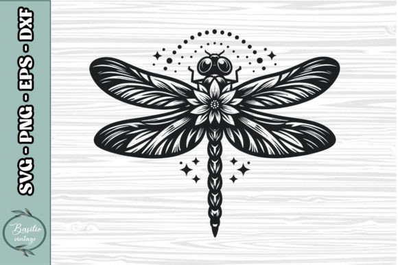 Floral Dragonfly SVG Clipart 04