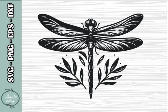 Floral Dragonfly SVG Clipart 05