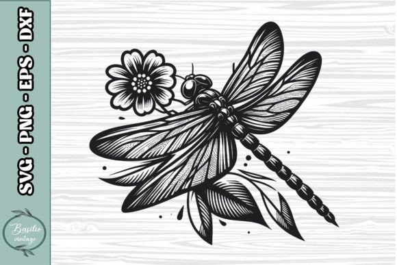 Floral Dragonfly SVG Clipart 06