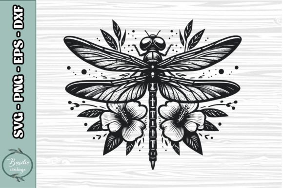 Floral Dragonfly SVG Clipart 07