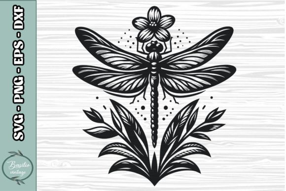 Floral Dragonfly SVG Clipart 10