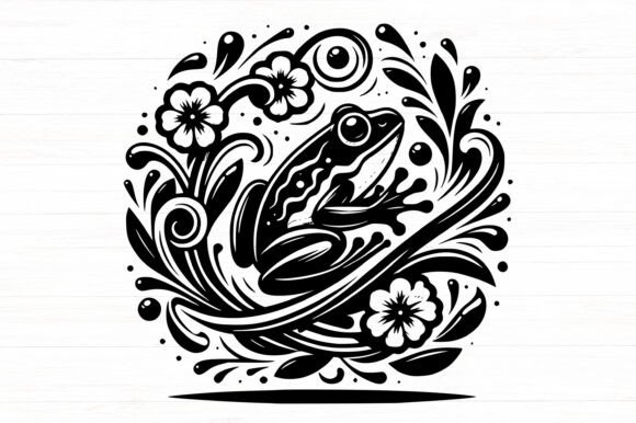Floral Frog SVG DXF PNG JPG