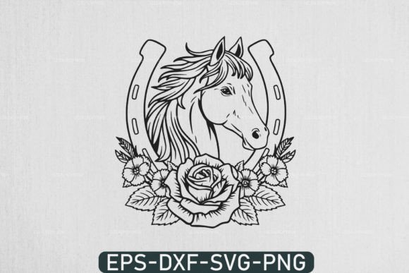 Floral Horse Svg, Floral Horse Shoe Svg