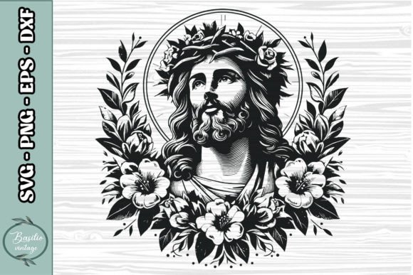 Floral Jesus SVG Clipart 03