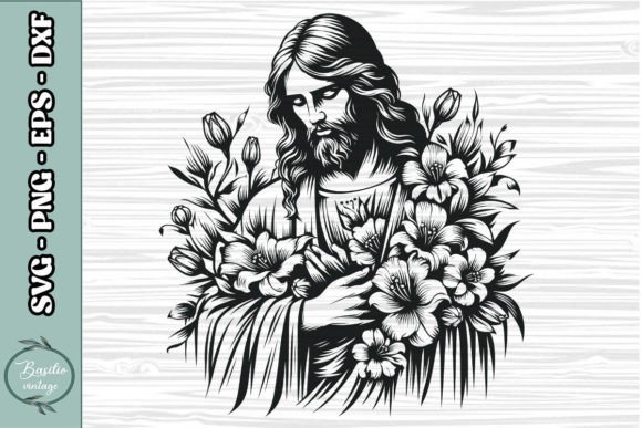Floral Jesus SVG Clipart 04