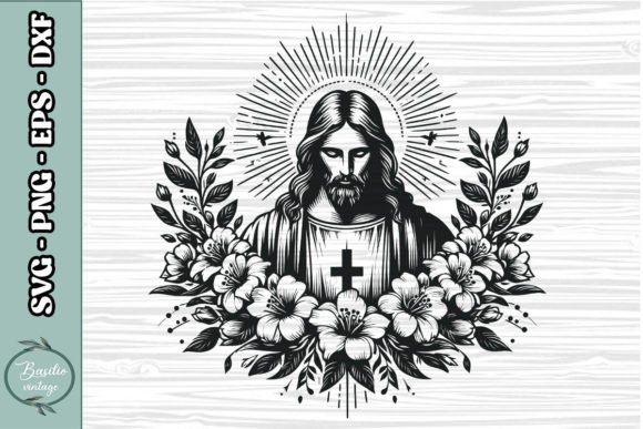 Floral Jesus SVG Clipart 09