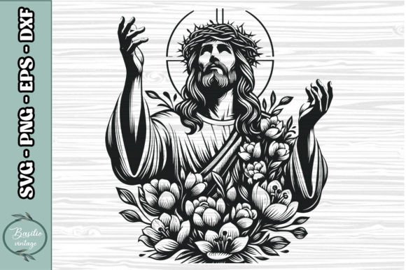 Floral Jesus SVG Clipart 13