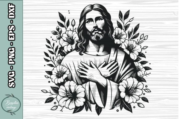 Floral Jesus SVG Clipart 14