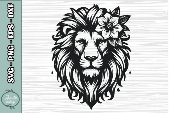 Floral Lion SVG Clipart 02