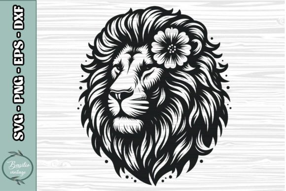 Floral Lion SVG Clipart 03