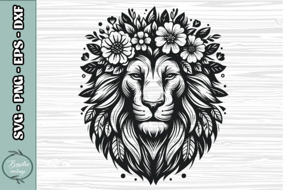 Floral Lion SVG Clipart 04