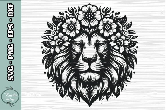 Floral Lion SVG Clipart 07