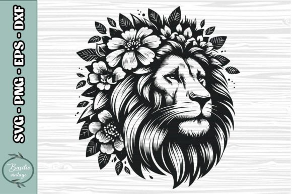Floral Lion SVG Clipart 08