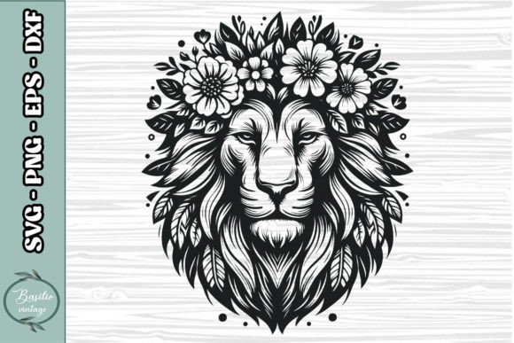 Floral Lion SVG Clipart 14