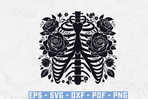 Floral Ribcage SVG, Ribcage Svg, Skeleton
