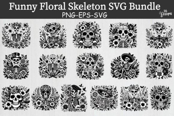 Funny Floral Skeleton SVG Bundle