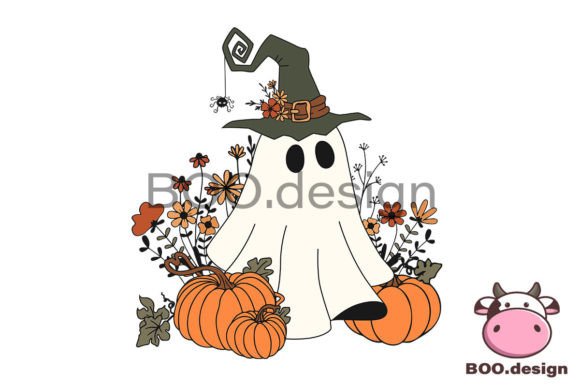 Halloween Svg, Floral Ghost and Pumpkin