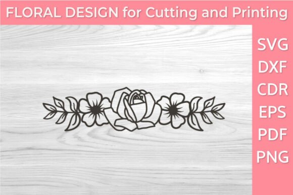 Minimalist Floral Divider SVG PNG Rose
