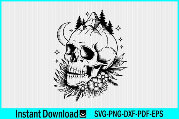 Mountain Skull SVG Floral Skull SVG