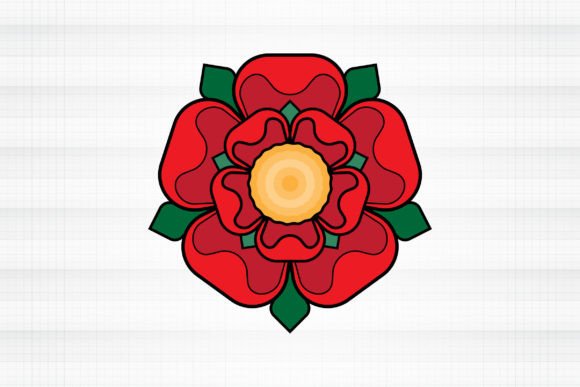 Red Rose of Lancaster SVG Floral Emblem