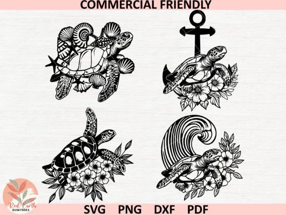 Turtle Bundle Svg, Floral Turtle Svg