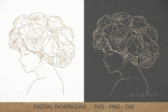 Woman Floral Beauty SVG, Rose Flowers